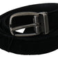 Elegant Black Leather Belt with Velvet Interior