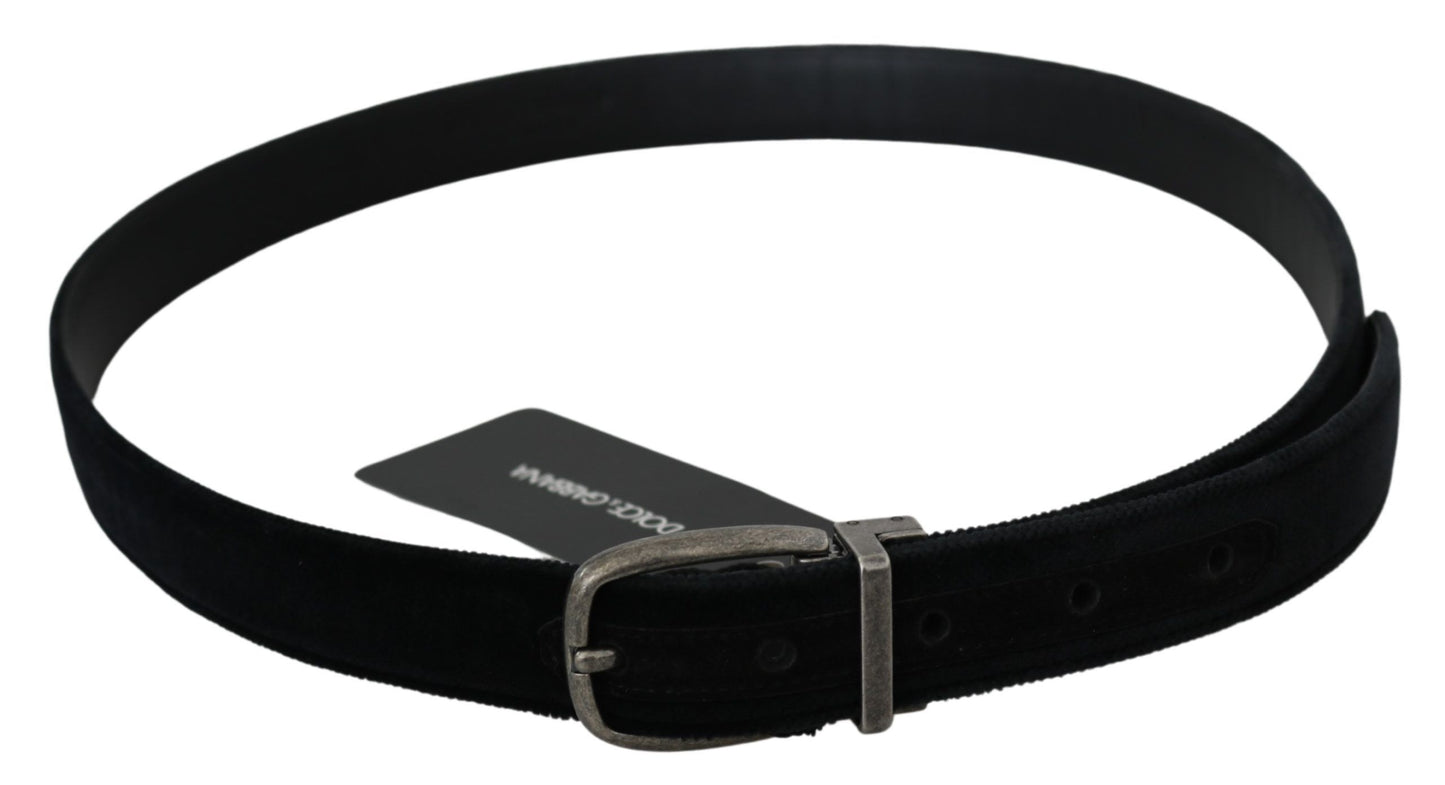 Elegant Black Leather Belt with Velvet Interior