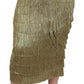 Golden High Waist Tiered Midi Skirt