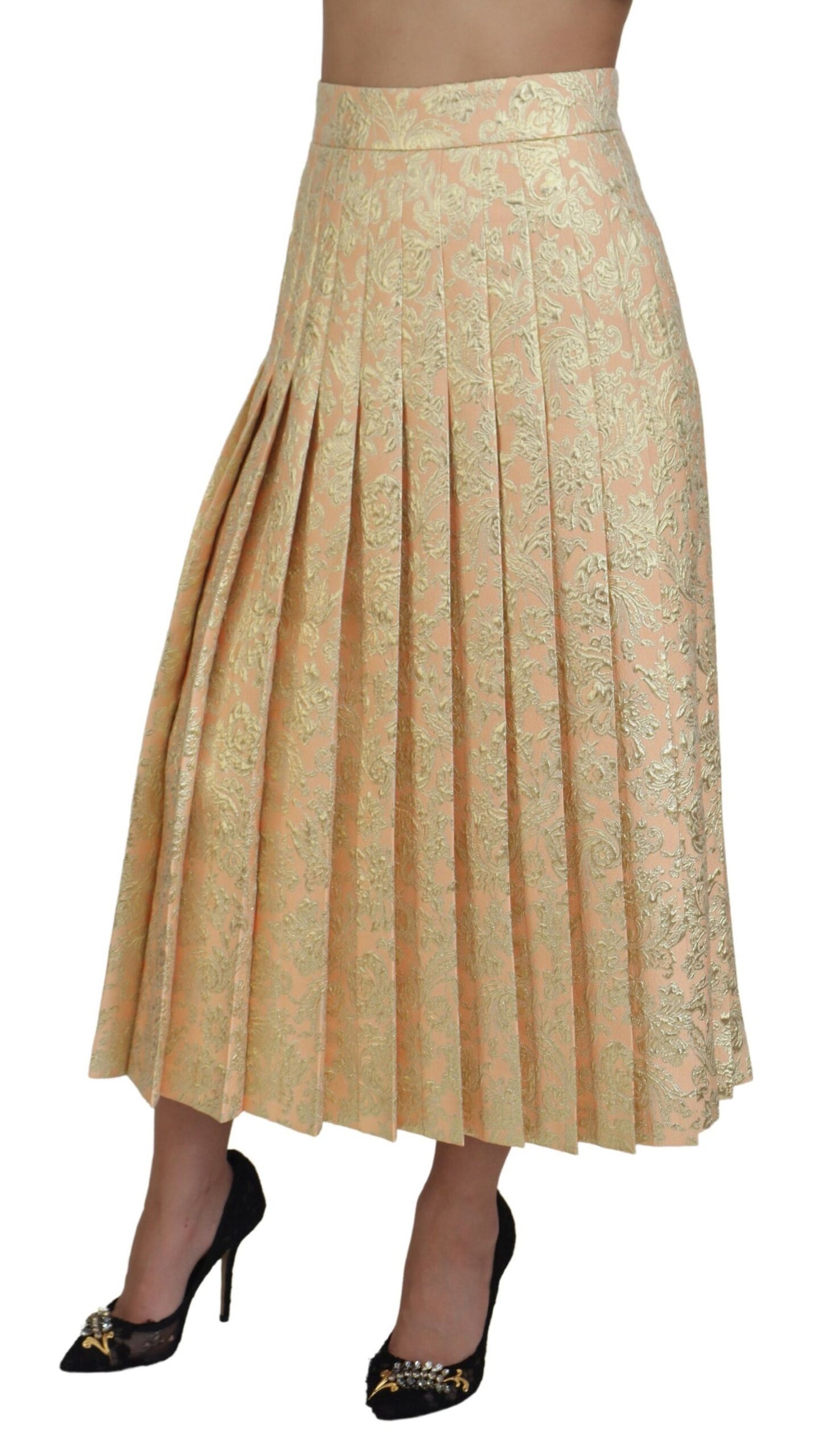 Elegant High Waist Pleated Midi Skirt