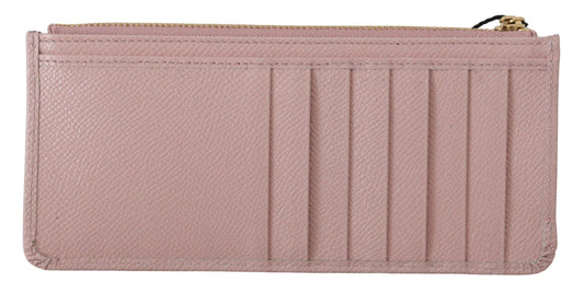 Pink Leather Long Wallet with Billslot