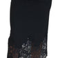 Black Silk Floral Lace High Waist Midi Skirt