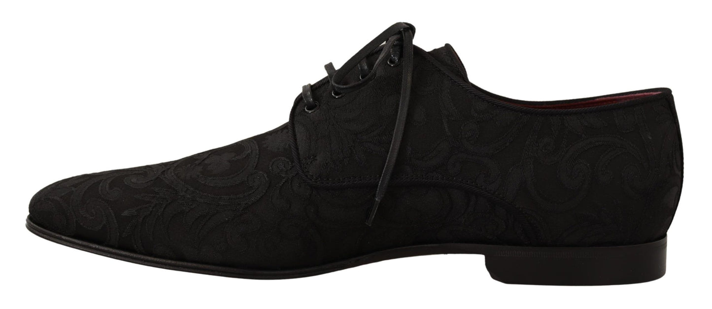 Elegant Black Jacquard Derby Shoes