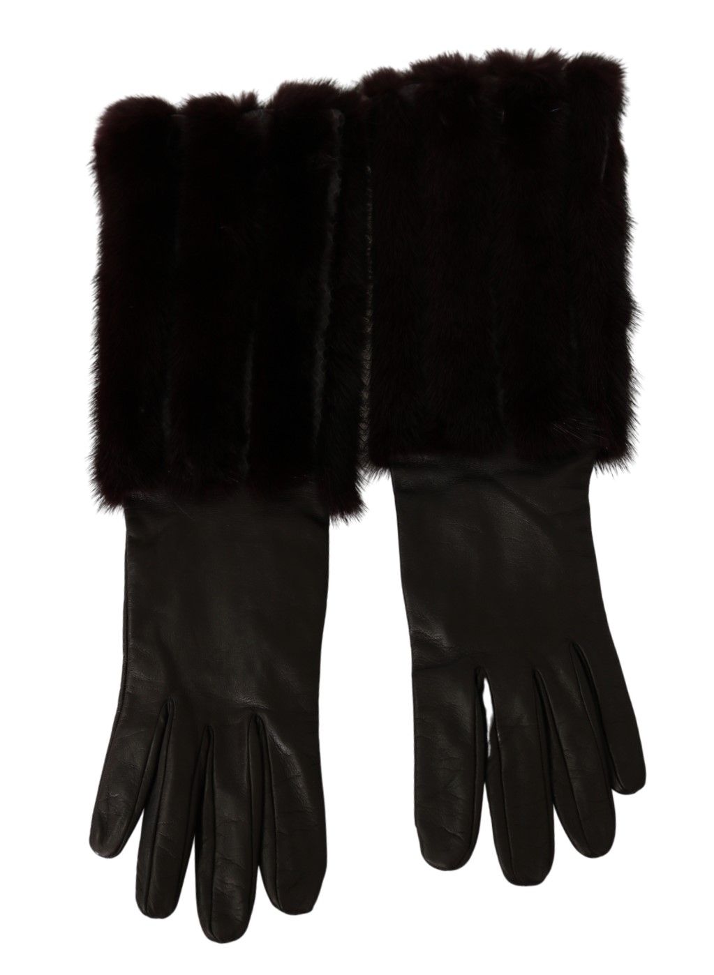 Chic Mid Arm Brown Leather Gloves