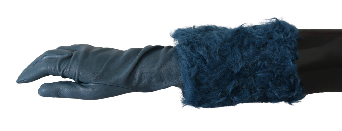 Elegant Blue Leather Gloves