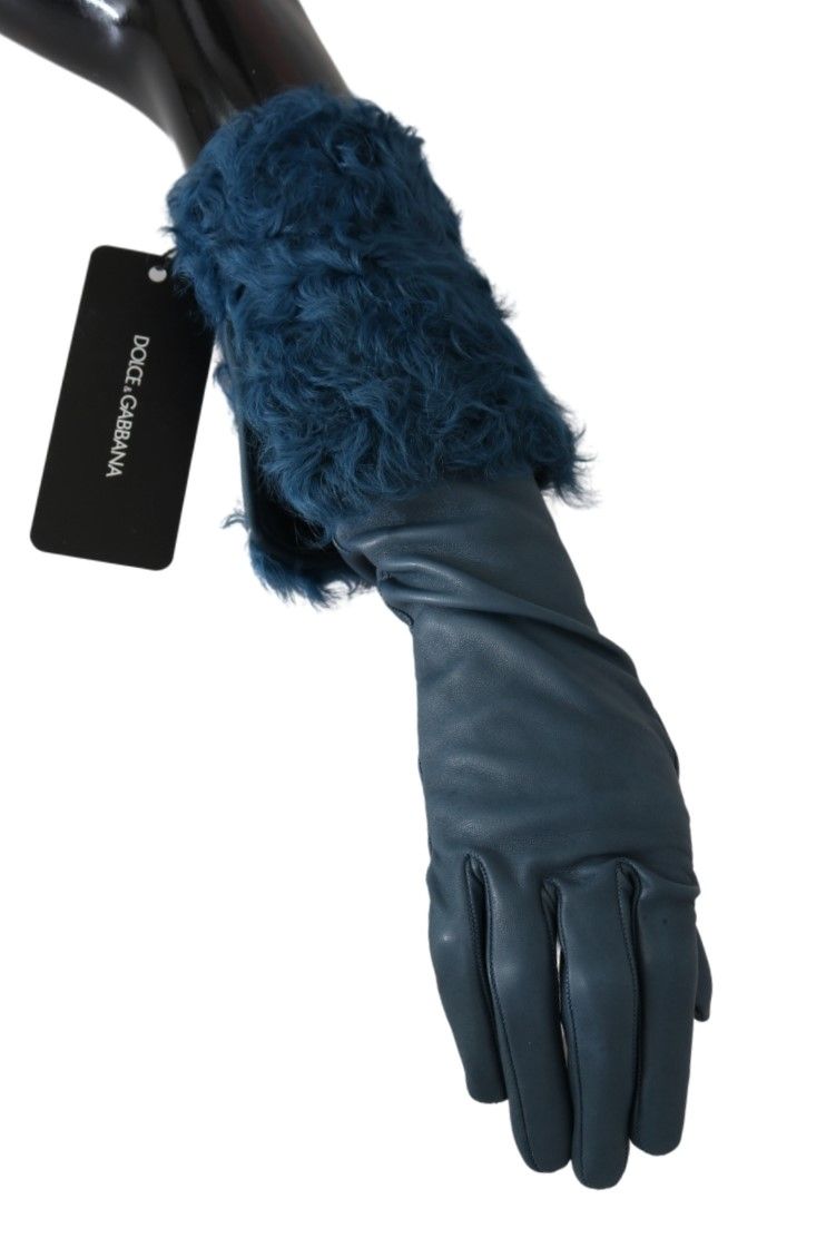 Elegant Blue Leather Gloves