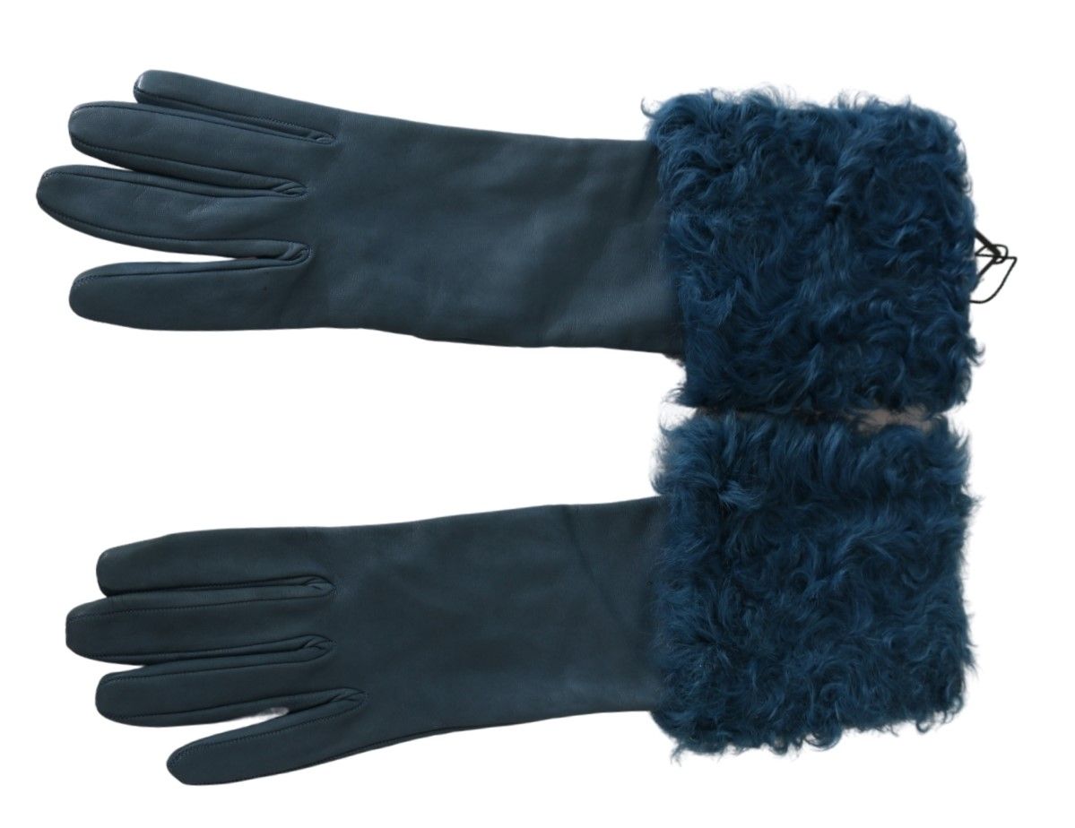 Elegant Blue Leather Gloves