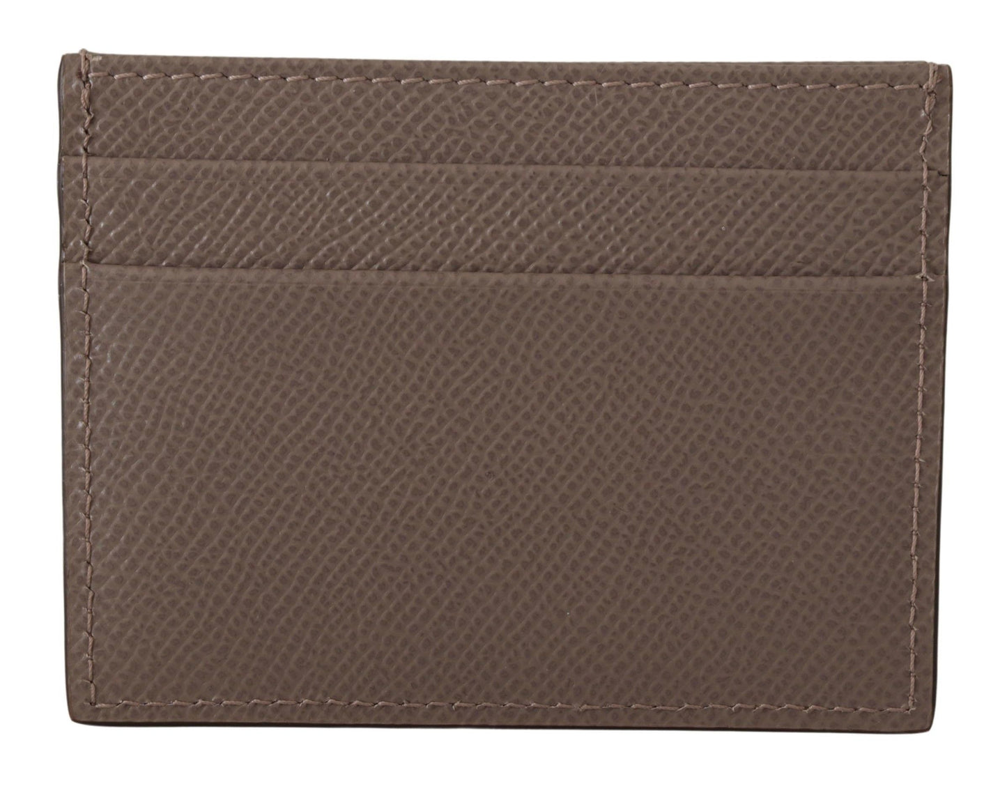 Elegant Beige Leather Cardholder with Crystal Logo