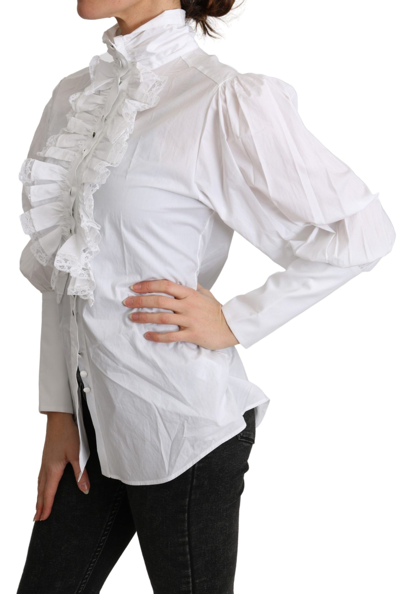 Elegant Turtle Neck Ruffled Blouse