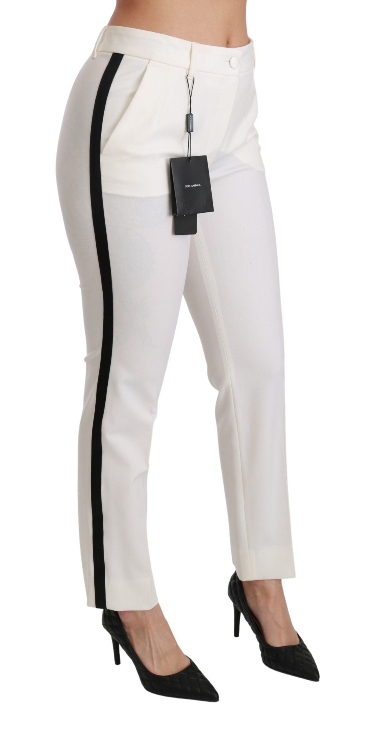 White High Waist Skinny Luxury Pants