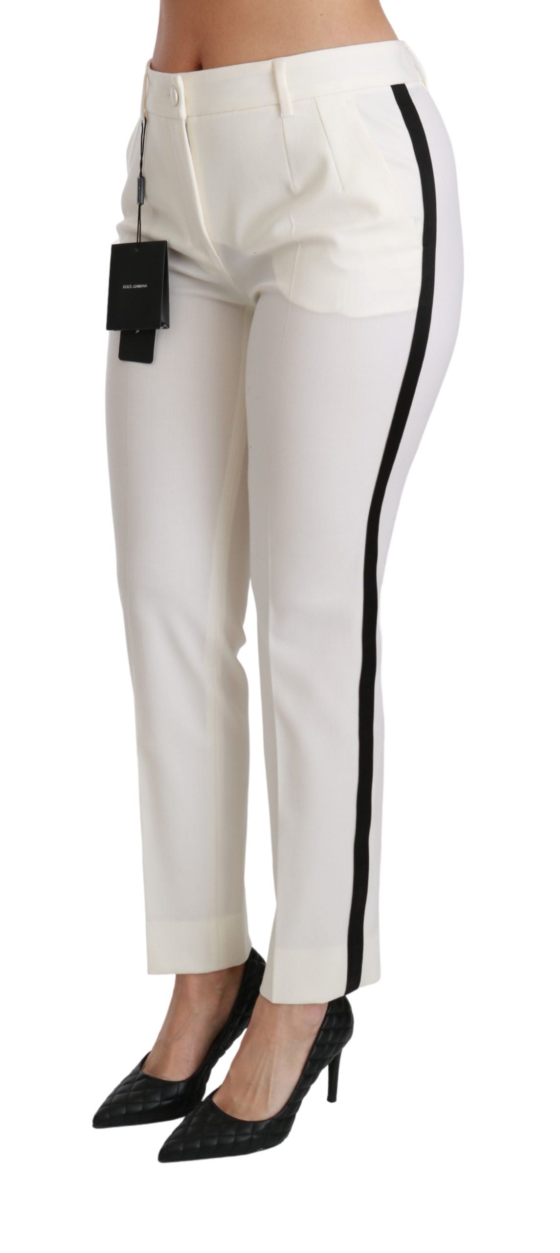 White High Waist Skinny Luxury Pants