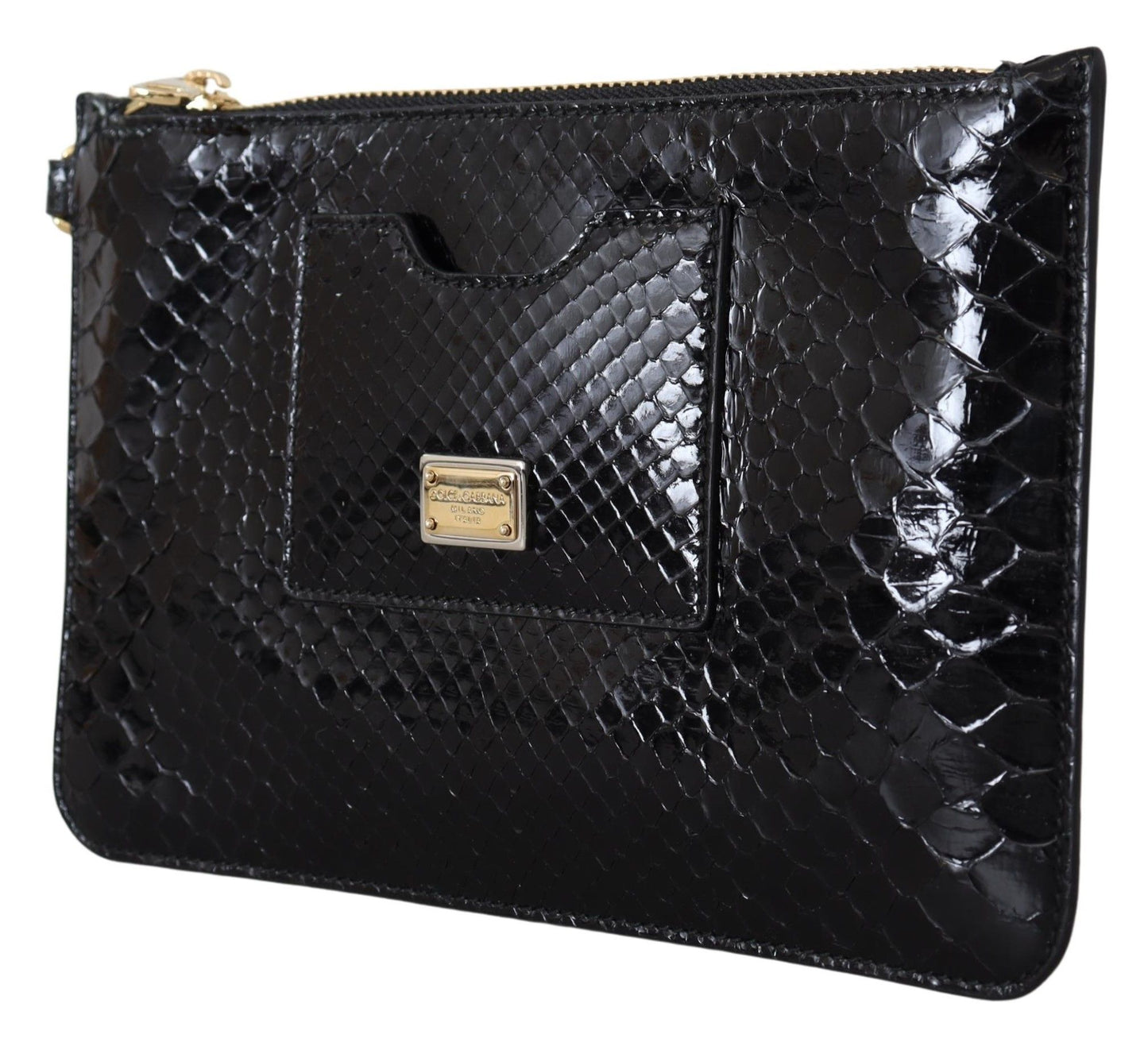 Exotic Leather Black Wristlet Wallet