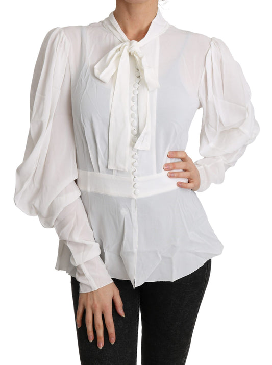 Elegant White Scarf Neck Blouse