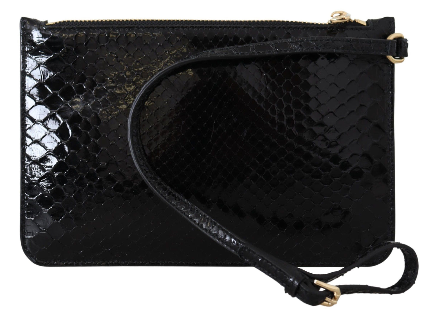 Exotic Leather Black Wristlet Wallet