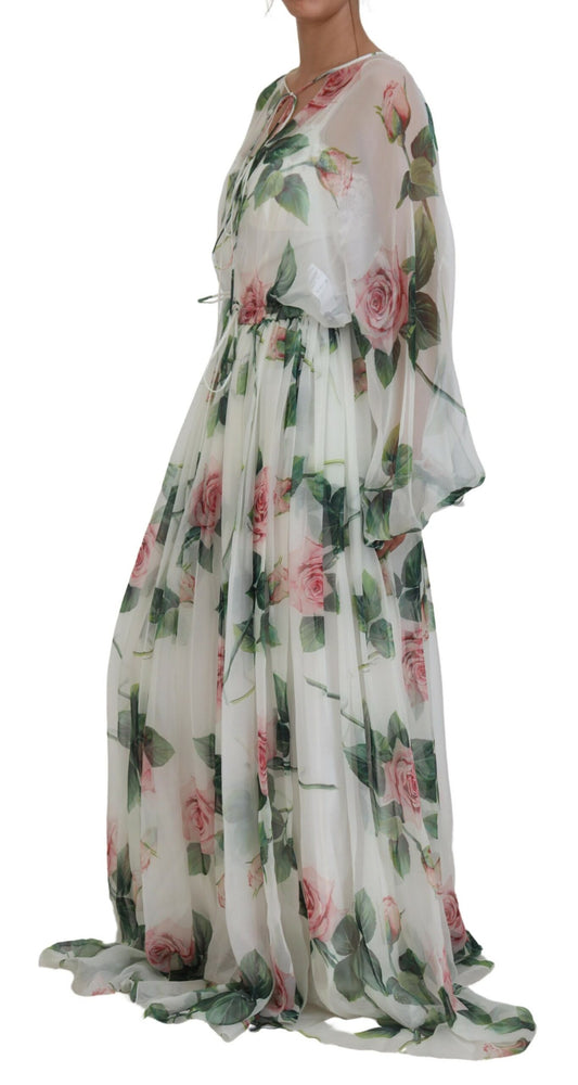 Elegant Floral Maxi Dress with Silk Lining