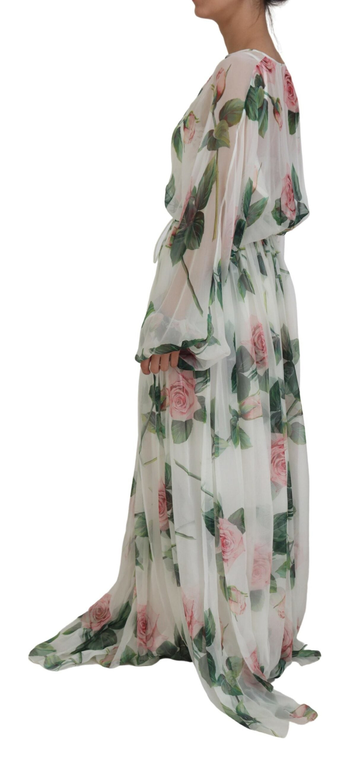 Elegant Floral Maxi Dress with Silk Lining