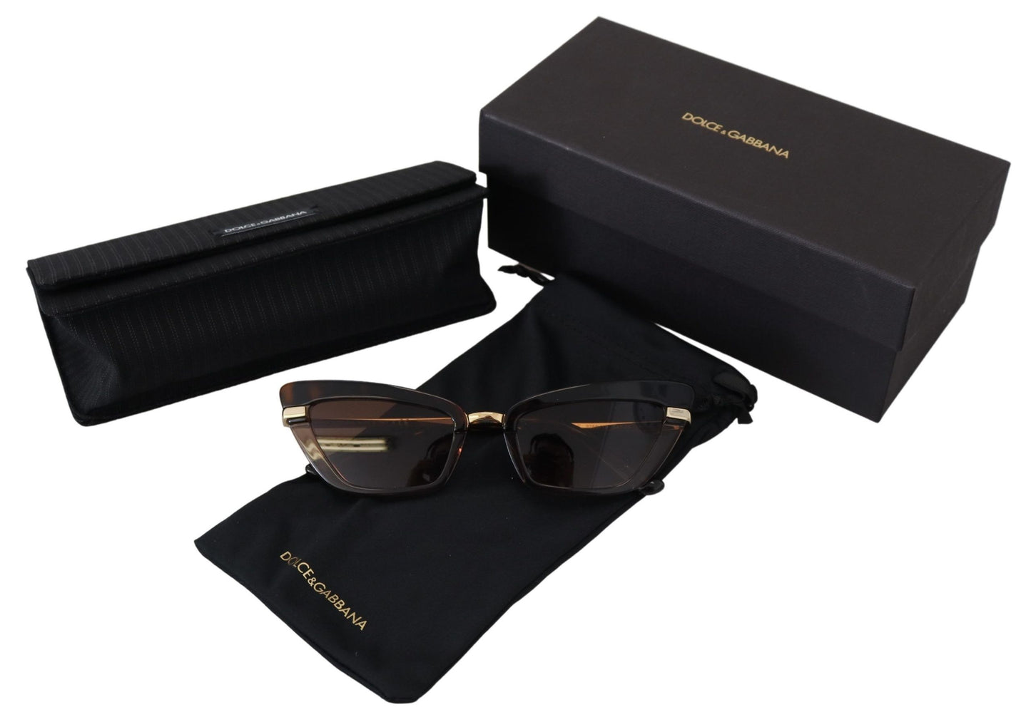 Elegant Cat Eye Sunglasses in Brown & Gold