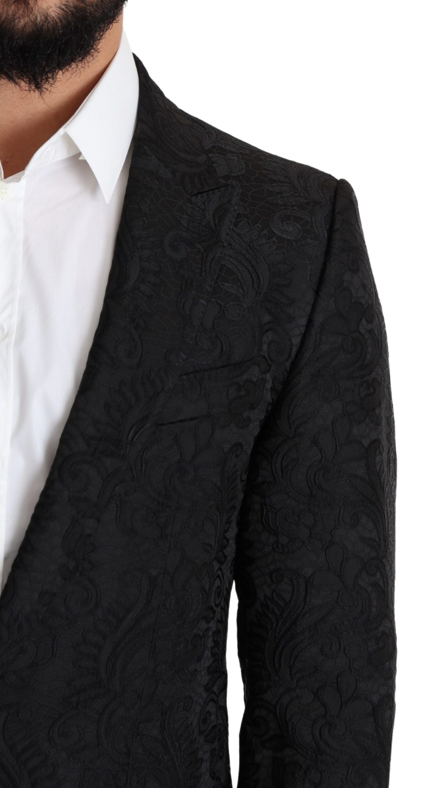 Elegant Black Floral Martini Blazer Jacket