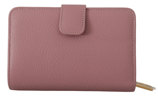 Elegant Pink Leather Continental Clutch