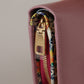 Elegant Pink Leather Continental Clutch