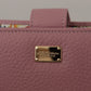 Elegant Pink Leather Continental Clutch