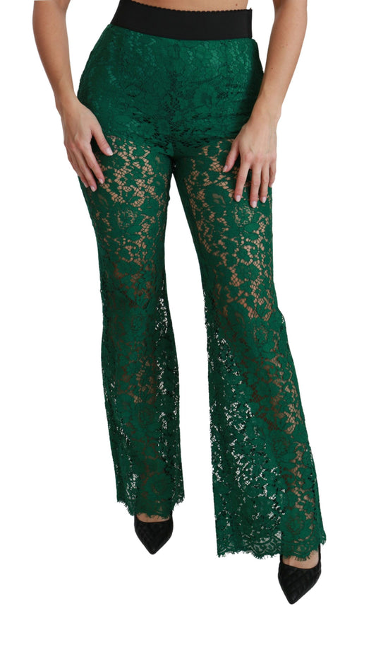 Elegant Green Lace Detailed Pants