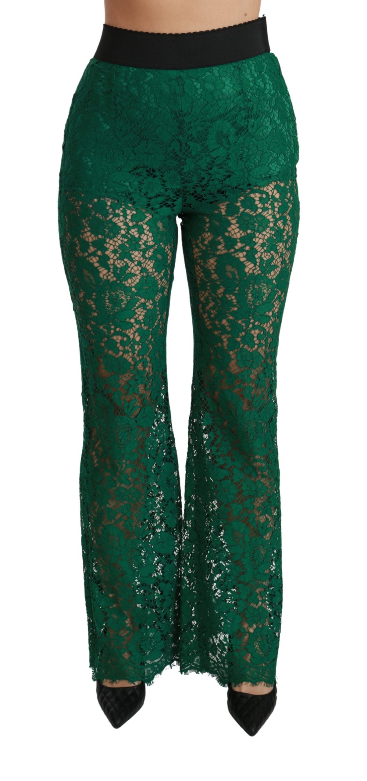 Elegant Green Lace Detailed Pants