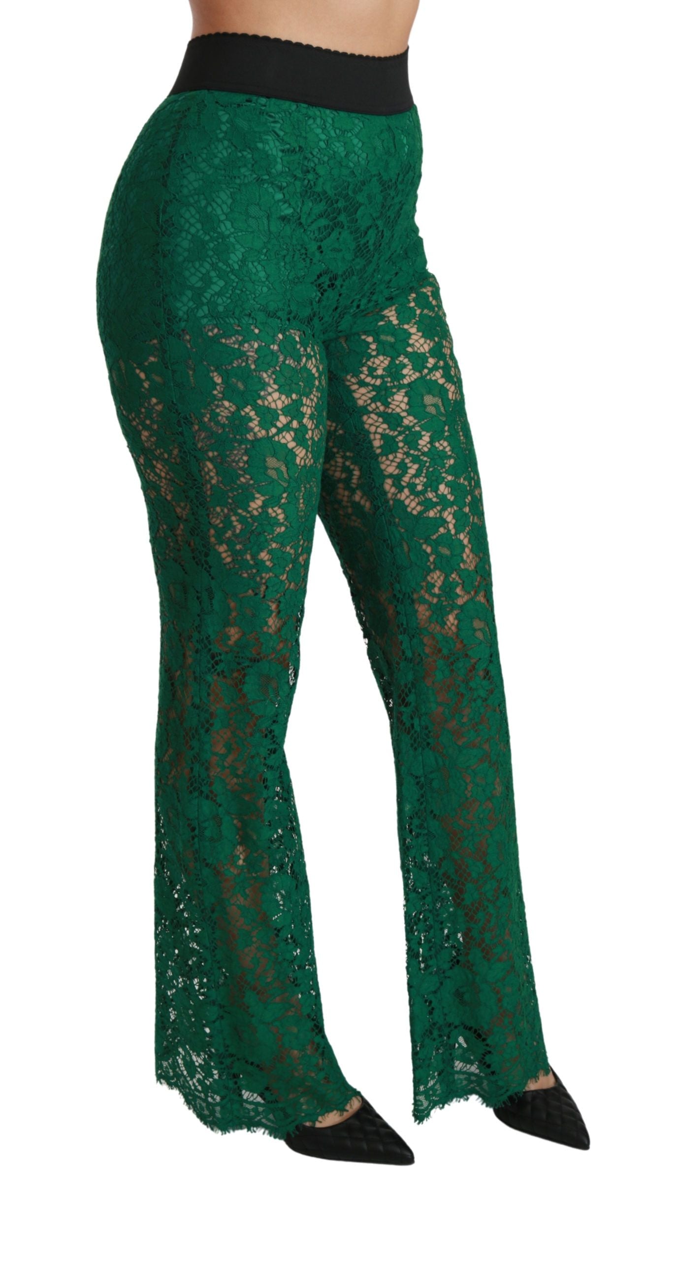 Elegant Green Lace Detailed Pants