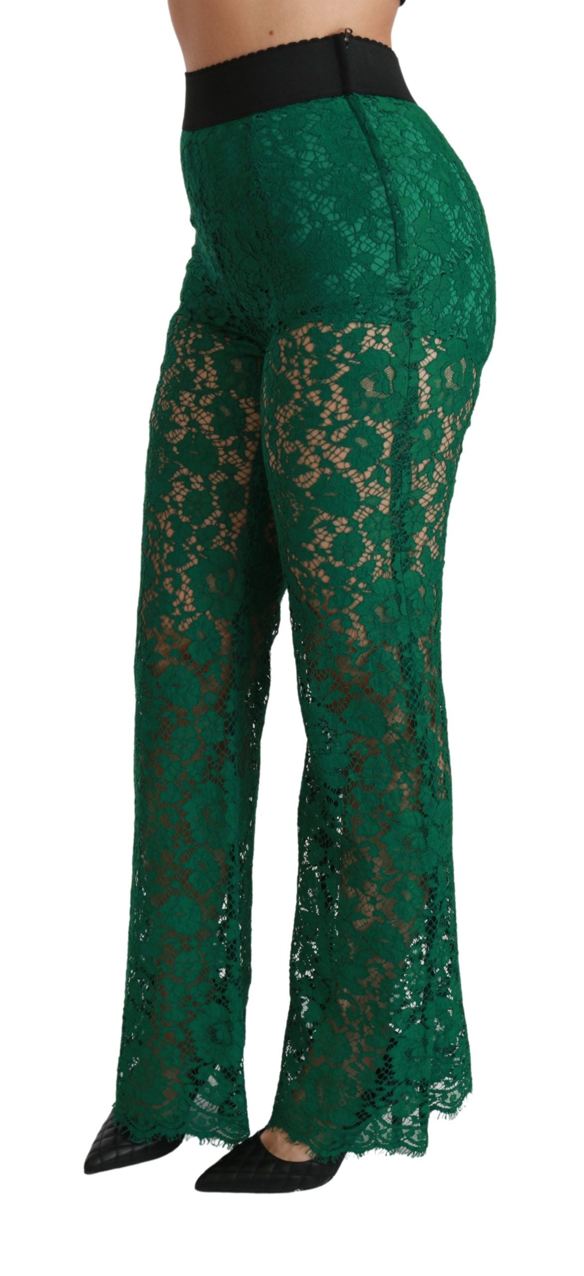 Elegant Green Lace Detailed Pants