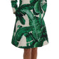 Chic Banana Leaf Print Trench Coat