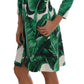 Chic Banana Leaf Print Trench Coat