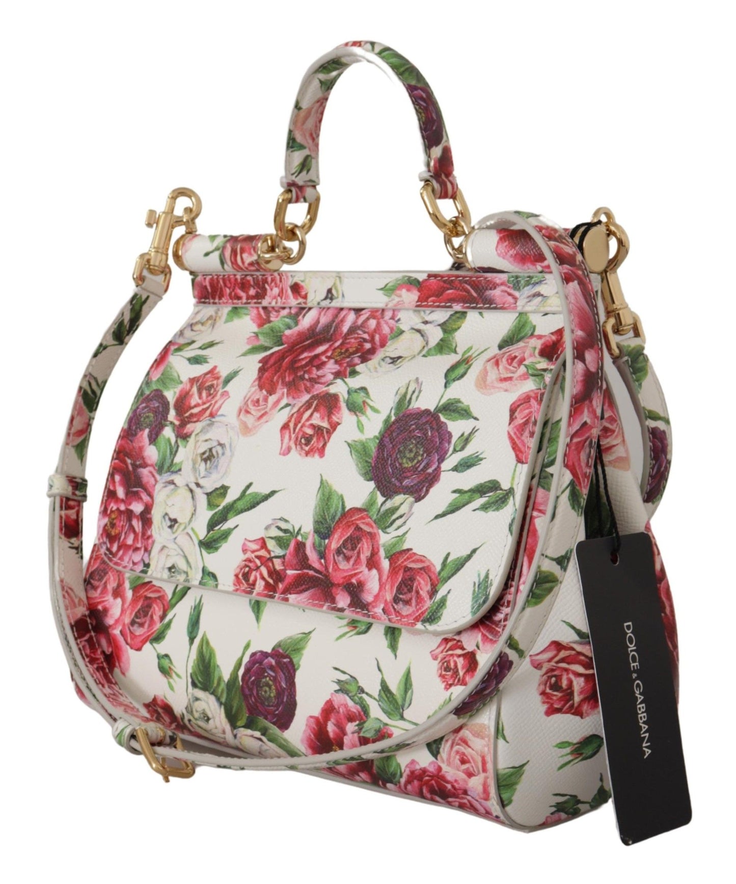 Floral Elegance Leather Shoulder Bag