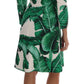 Chic Banana Leaf Print Trench Coat