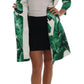 Chic Banana Leaf Print Trench Coat