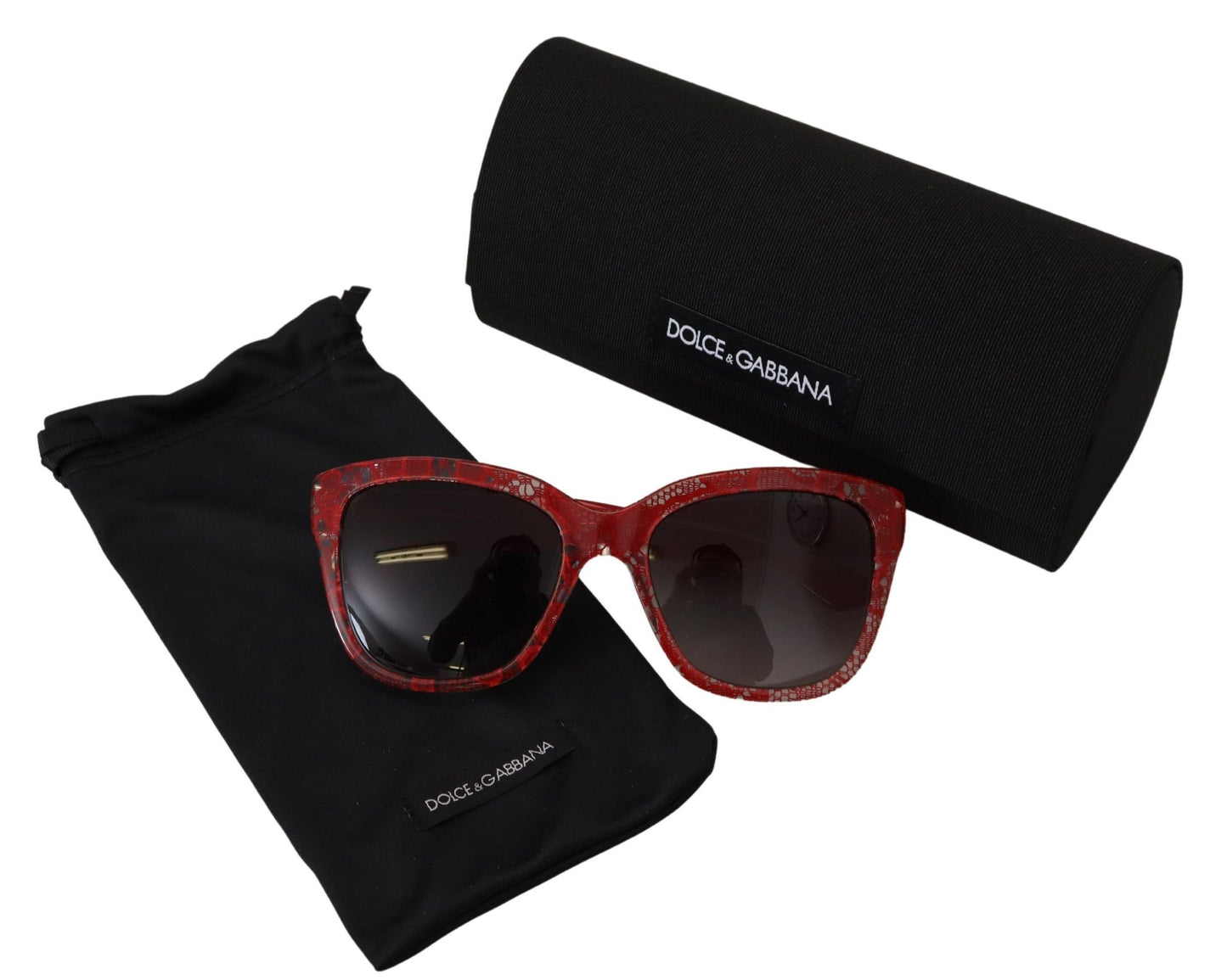 Elegant Red Lace-Insert Sunglasses