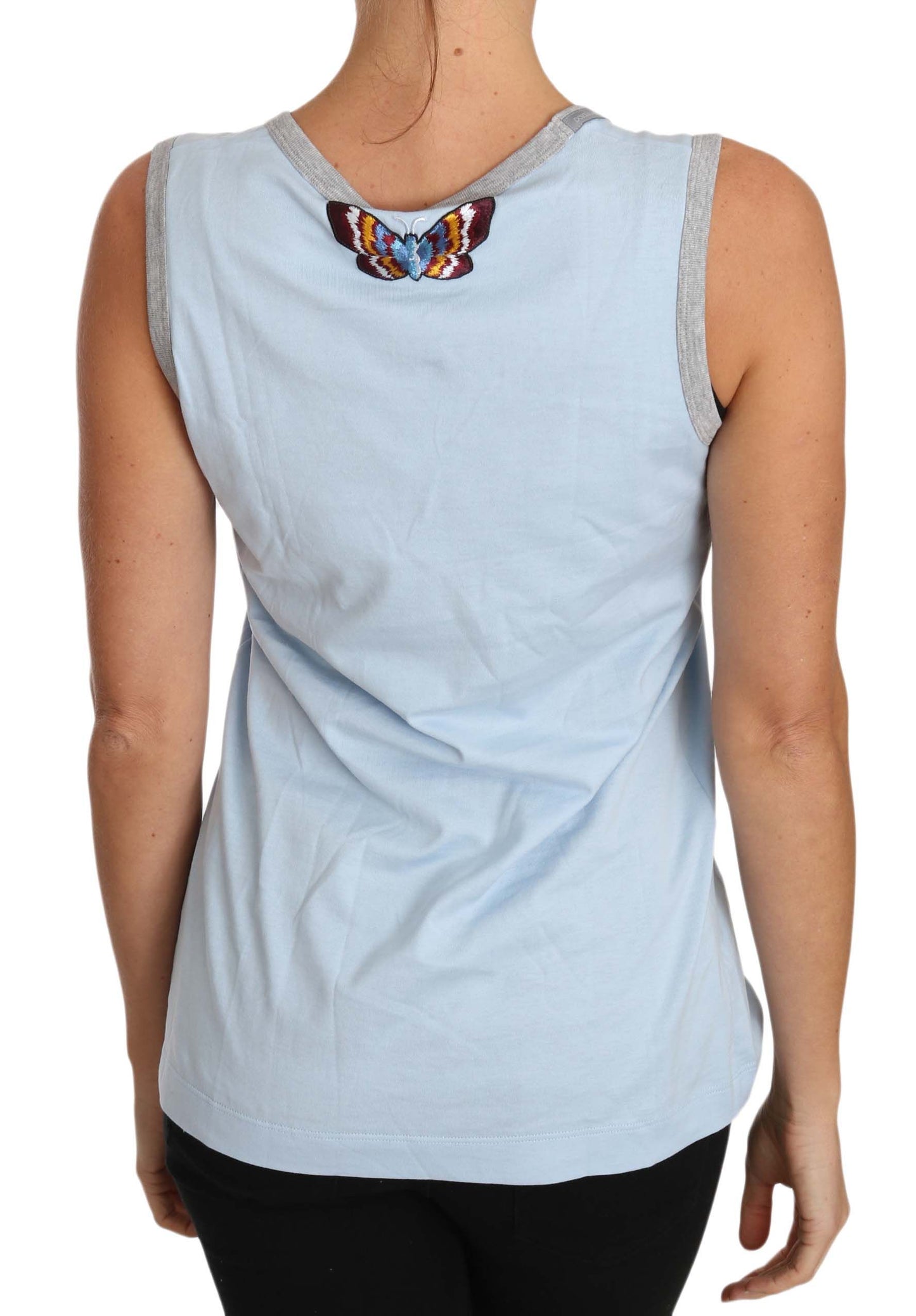 Embroidered Butterfly Sleeveless Cotton Top