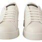 White Black Leather Logo Print Mens Sneakers Shoes