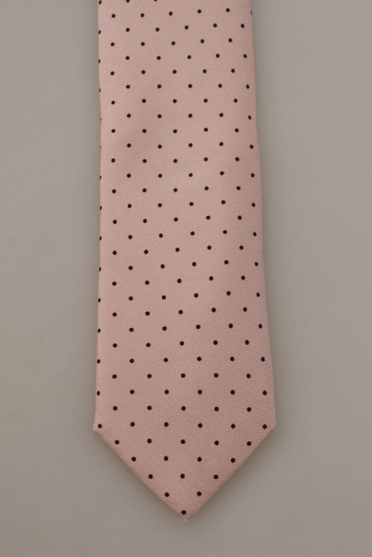 Elegant Pink Polka Dot Silk Tie