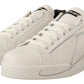 White Black Leather Logo Print Mens Sneakers Shoes
