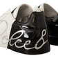 White Black Leather Logo Print Mens Sneakers Shoes