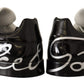 White Black Leather Logo Print Mens Sneakers Shoes