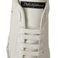 White Black Leather Logo Print Mens Sneakers Shoes