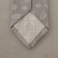 Elegant Silk Gray Crown Print Bow Tie