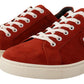 Regal Red Leather and Suede Sneakers