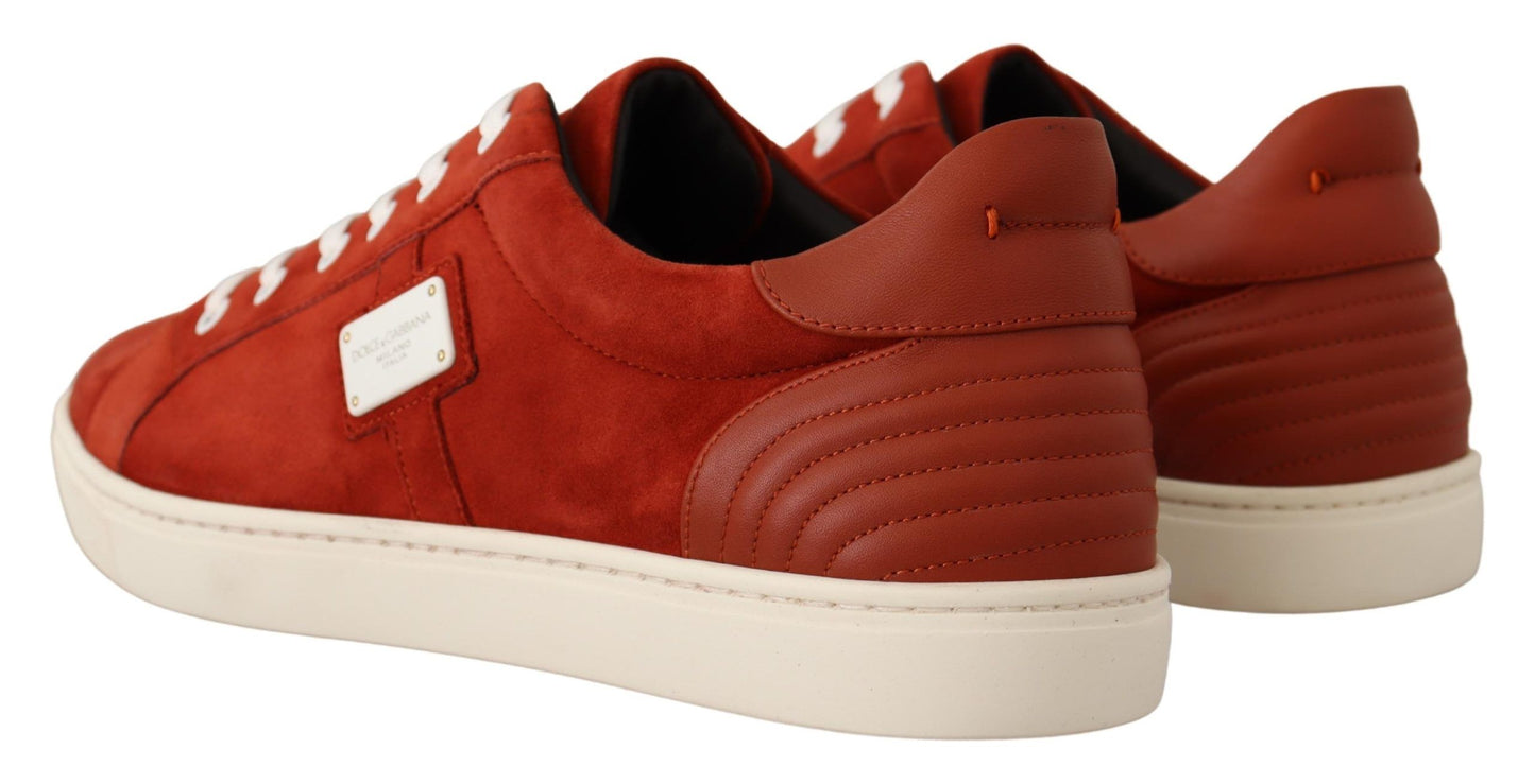 Regal Red Leather and Suede Sneakers