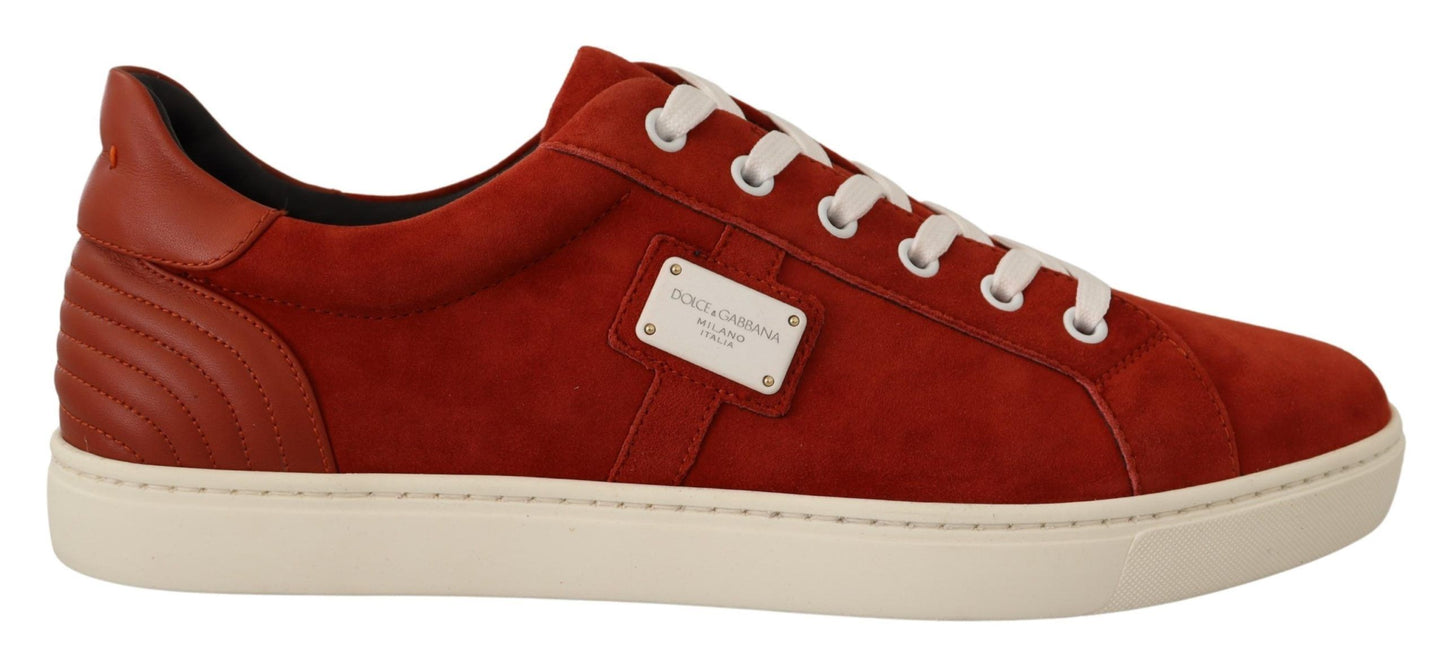 Regal Red Leather and Suede Sneakers