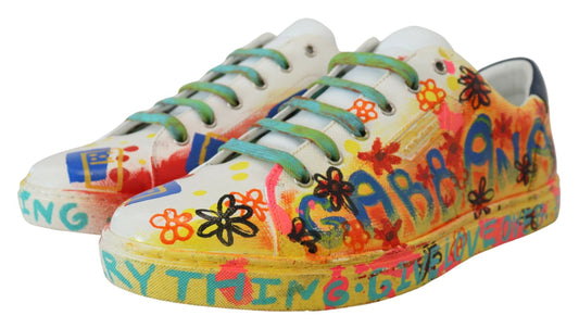 Multicolor Handpainted Low Top Leather Sneakers