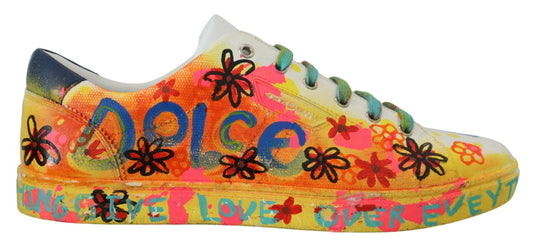 Multicolor Handpainted Low Top Leather Sneakers