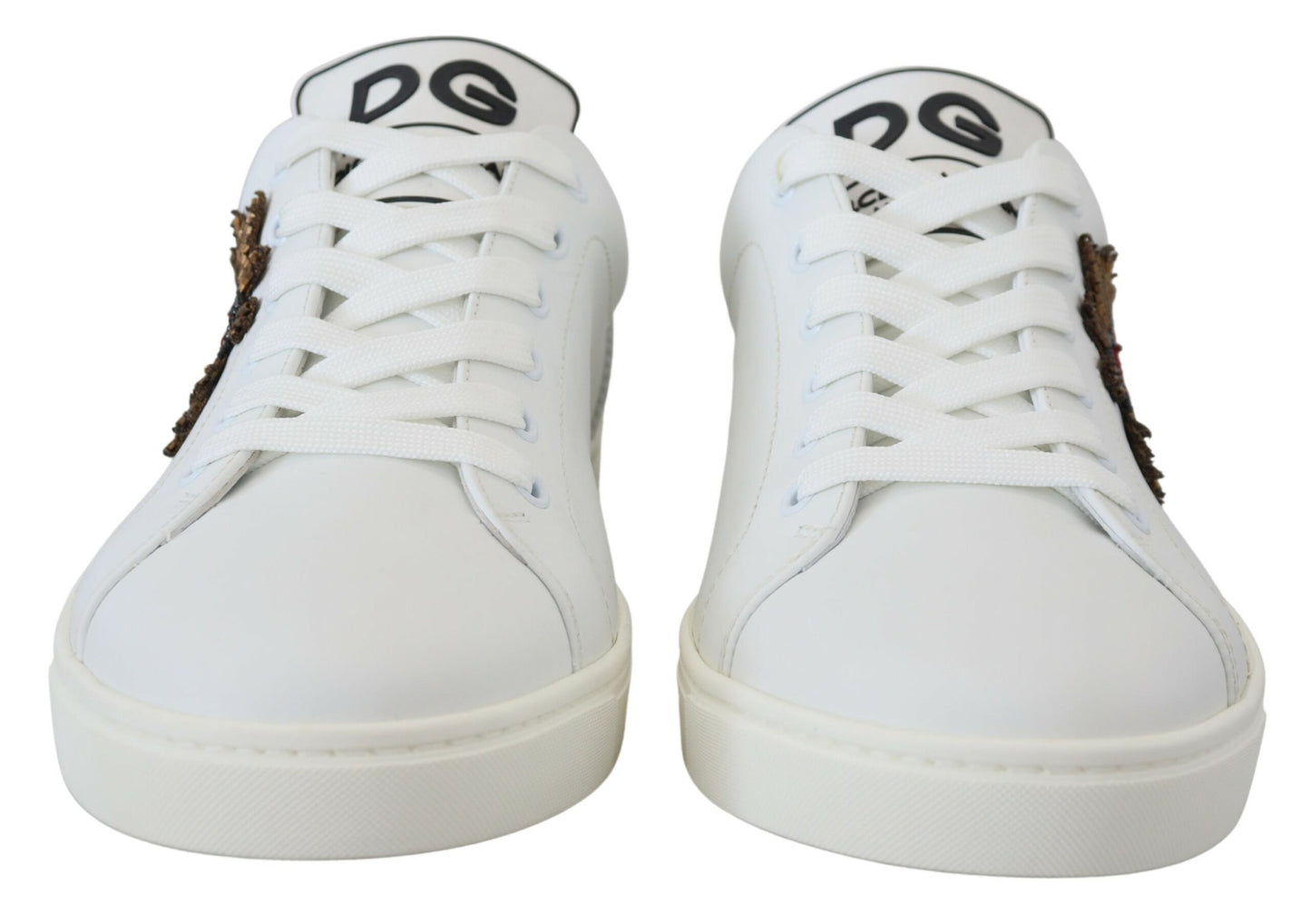 Elegant Low-Top Leather Sneakers with Silver Accents