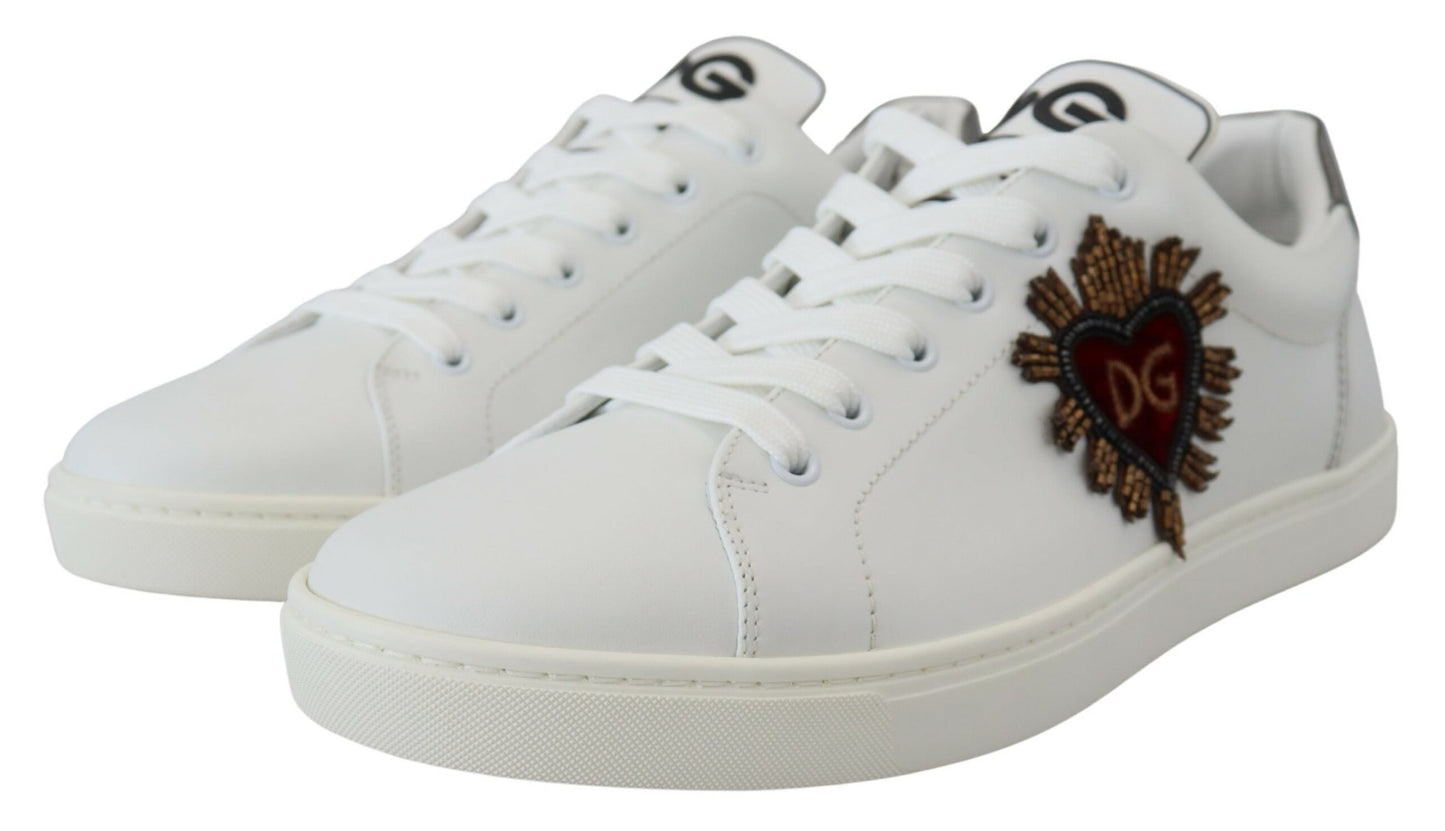 Elegant Low-Top Leather Sneakers with Silver Accents